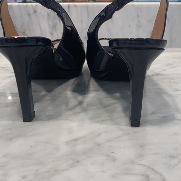 Kelly & Katie navy Patton leather heel open toe NWOT - Picture 4 of 8